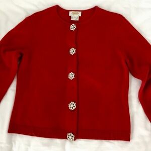 Talbots Petite Red Wool Cardigan